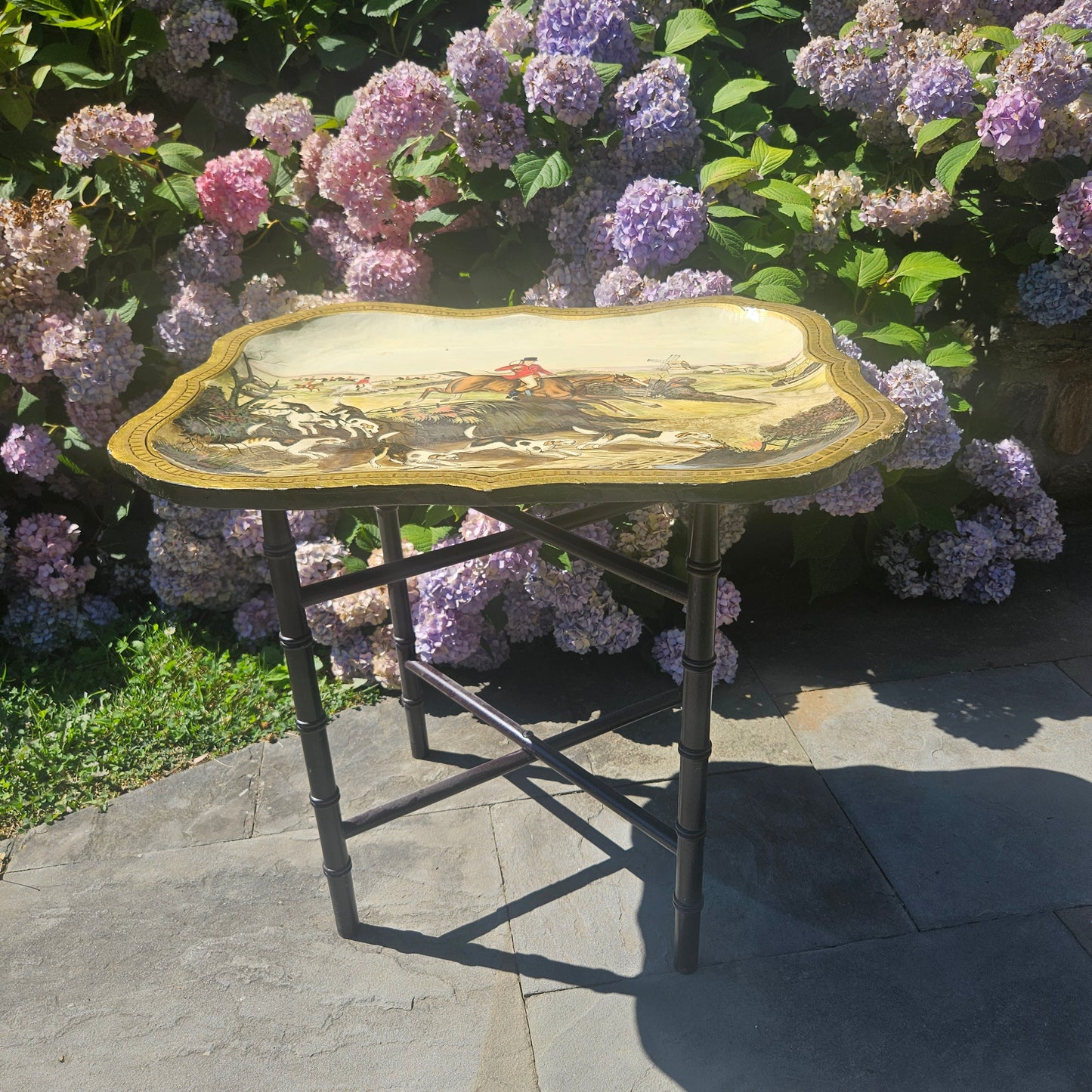 Amazing Handpainted Tray Table with Fox Hunting Scene