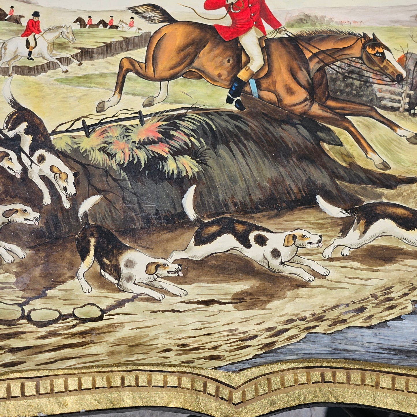 Amazing Handpainted Tray Table with Fox Hunting Scene