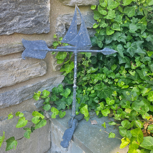 Vintage Sailboat Weathervane - Cast Aluminum