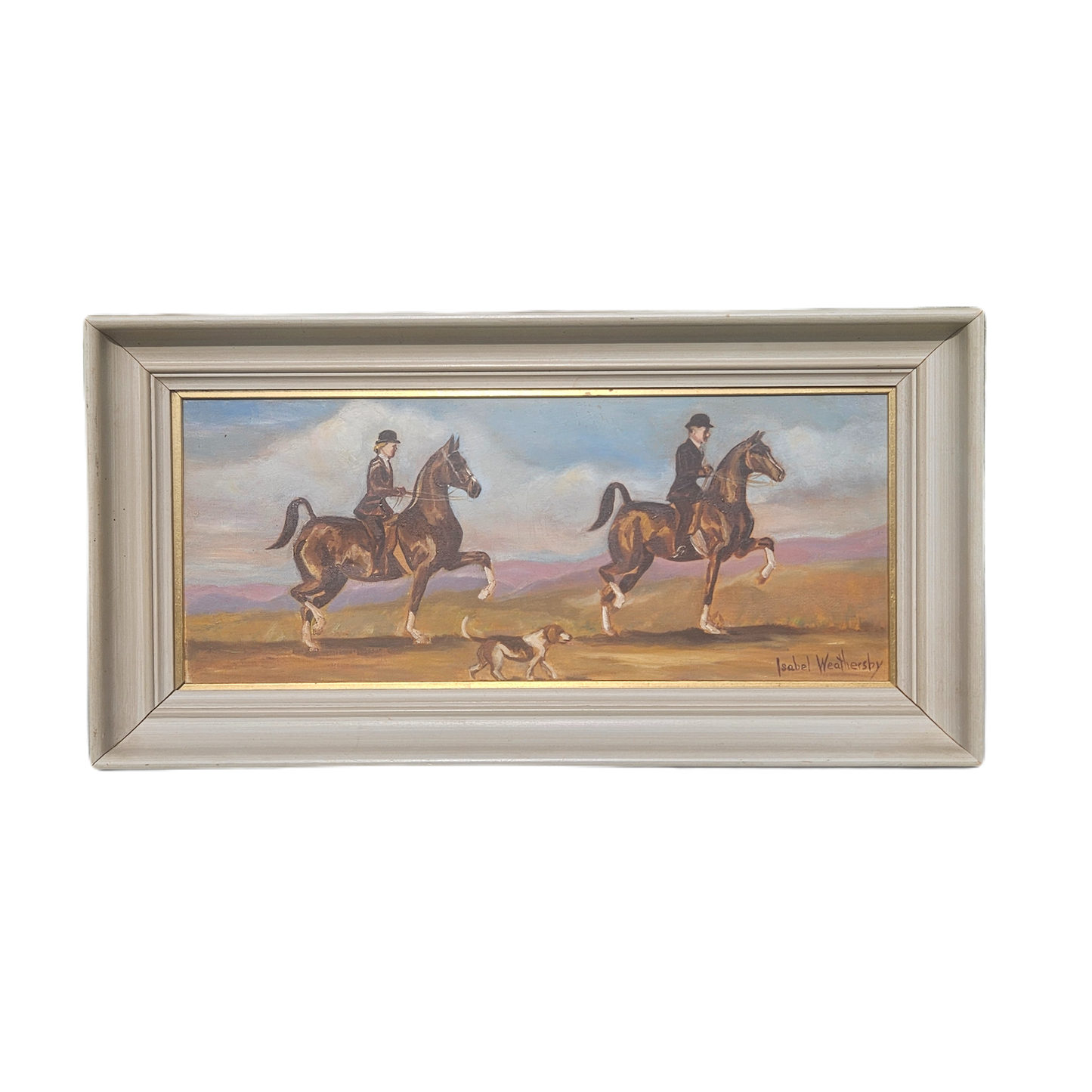 Vintage Signed Isabel Weathersby Oil on Canvas Painting of Horses