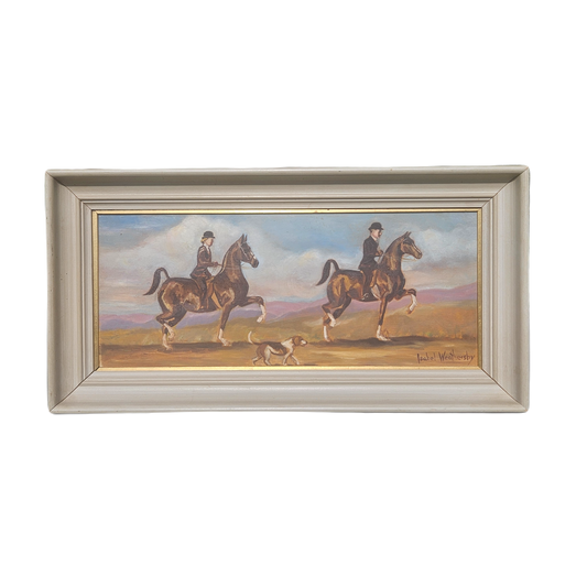 Vintage Signed Isabel Weathersby Oil on Canvas Painting of Horses