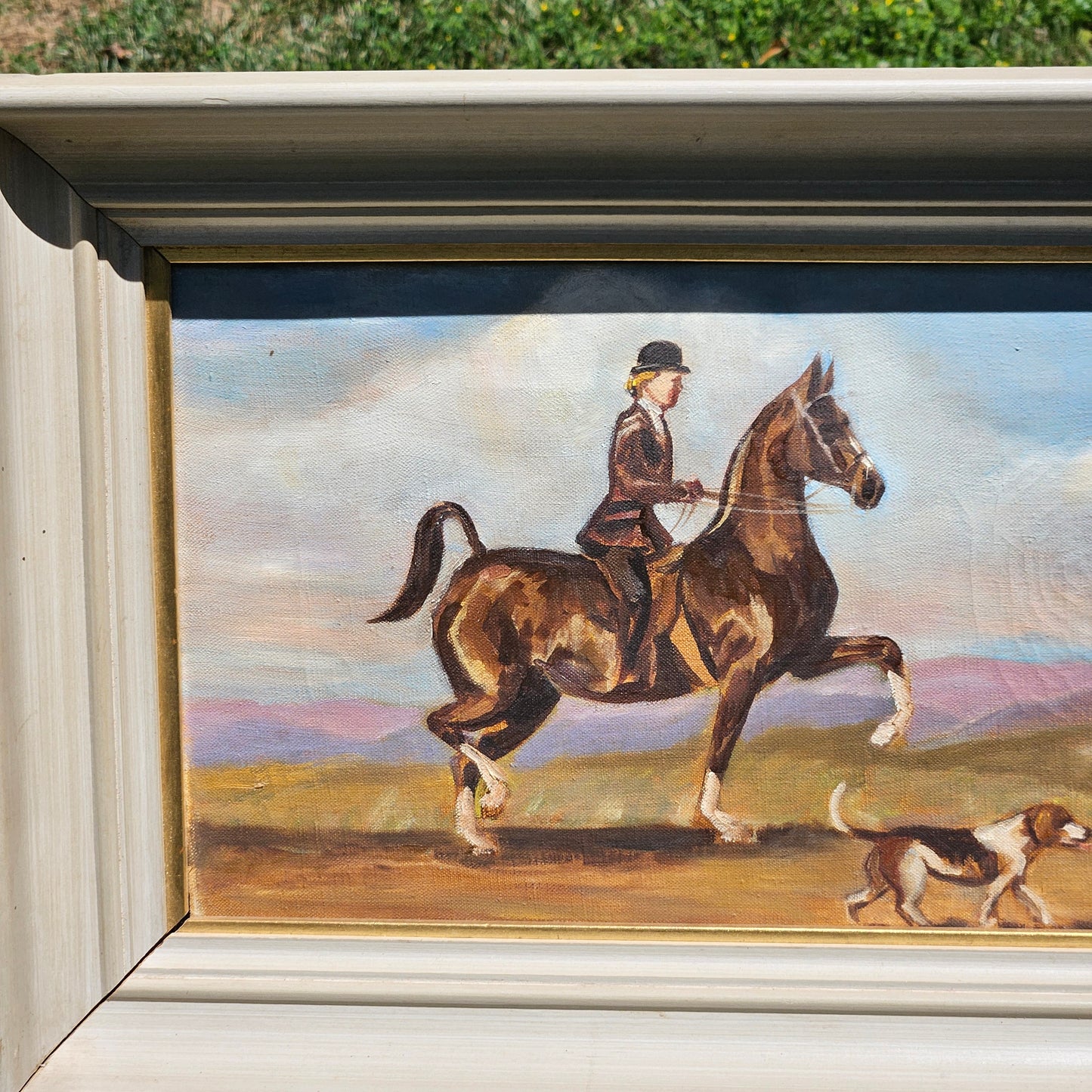 Vintage Signed Isabel Weathersby Oil on Canvas Painting of Horses