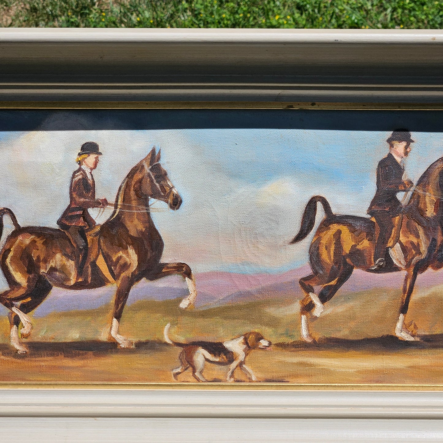 Vintage Signed Isabel Weathersby Oil on Canvas Painting of Horses