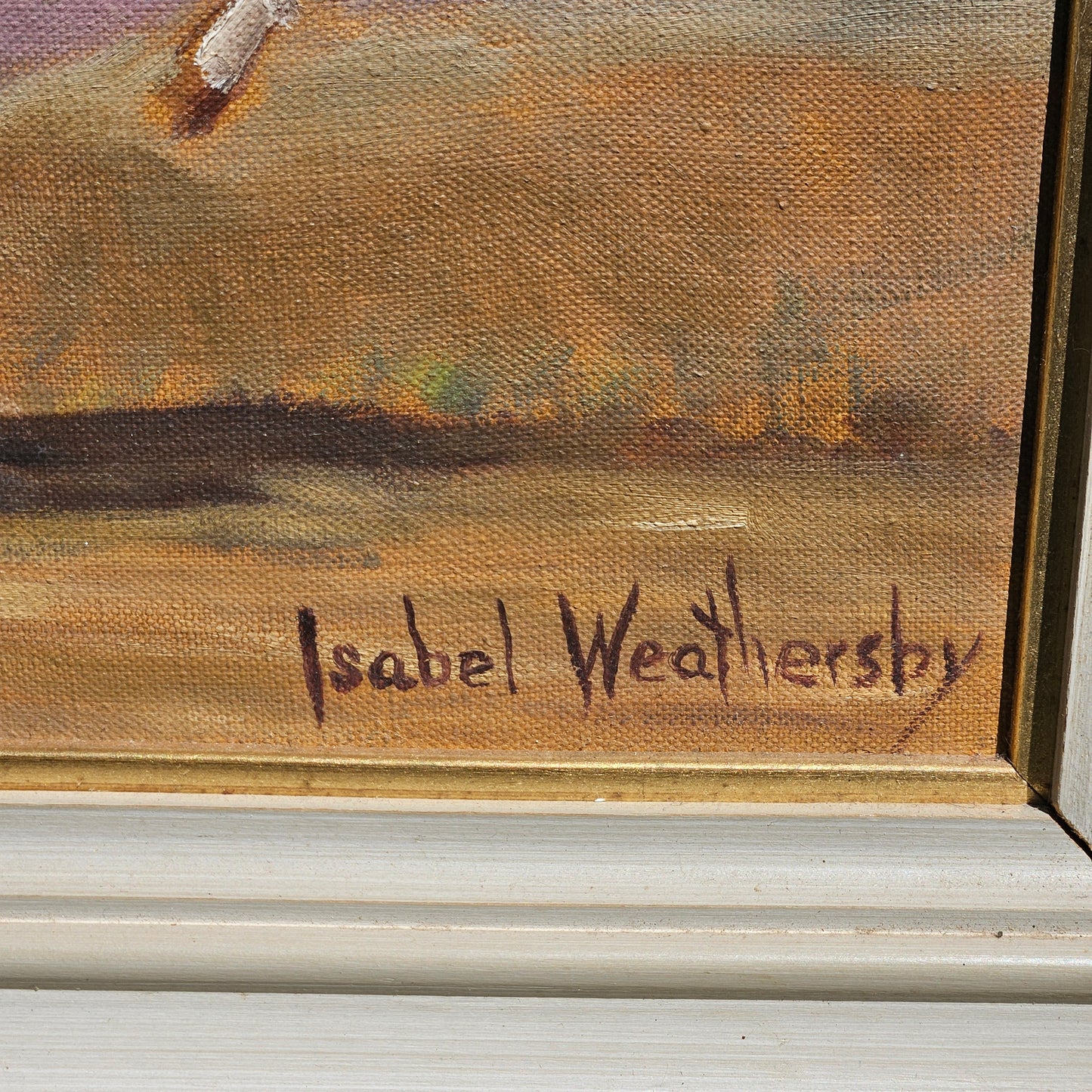 Vintage Signed Isabel Weathersby Oil on Canvas Painting of Horses