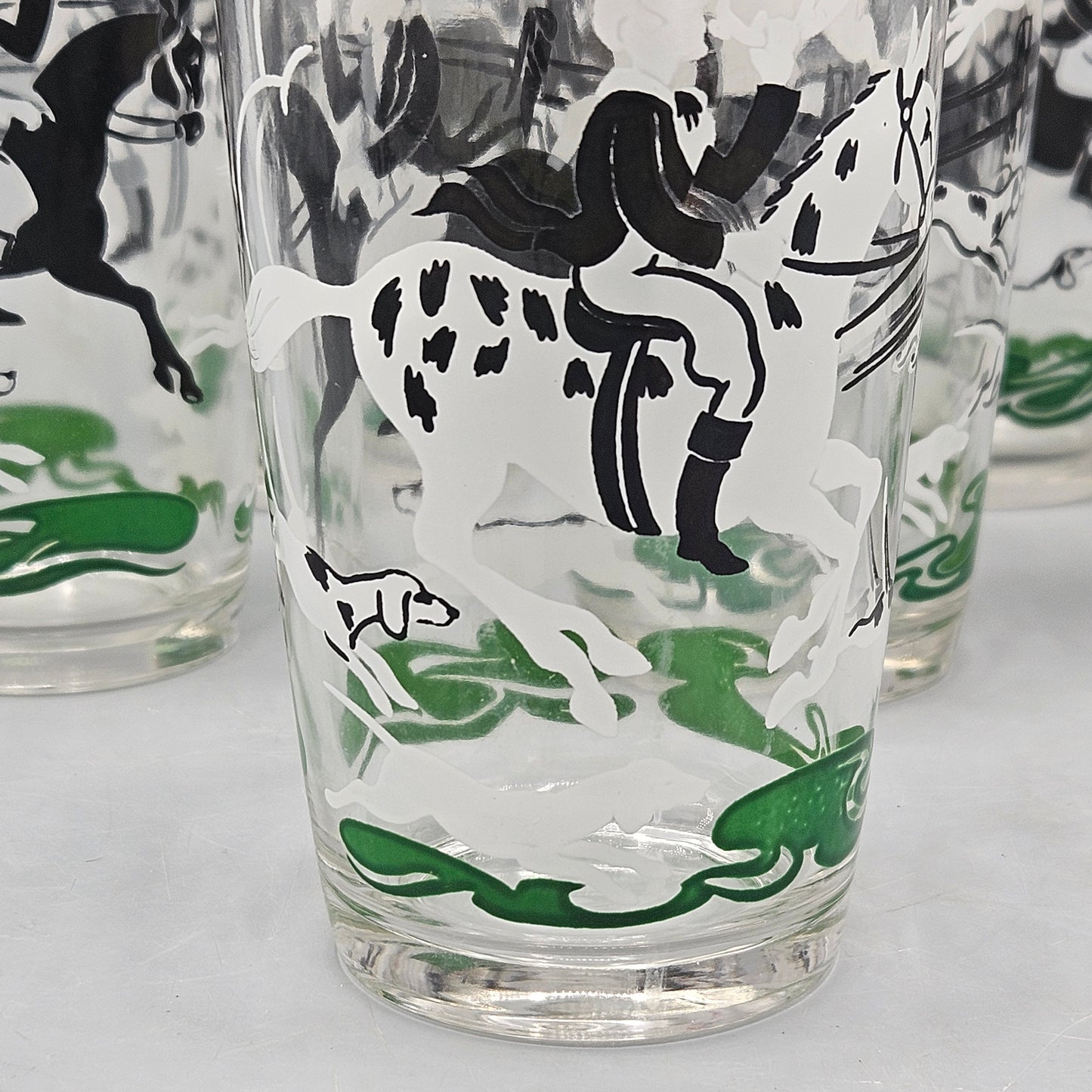 Vintage 1950s Fox Hunting Tumblers - Set of Eight