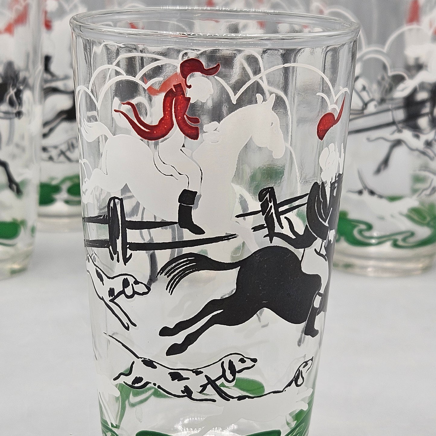 Vintage 1950s Fox Hunting Tumblers - Set of Eight