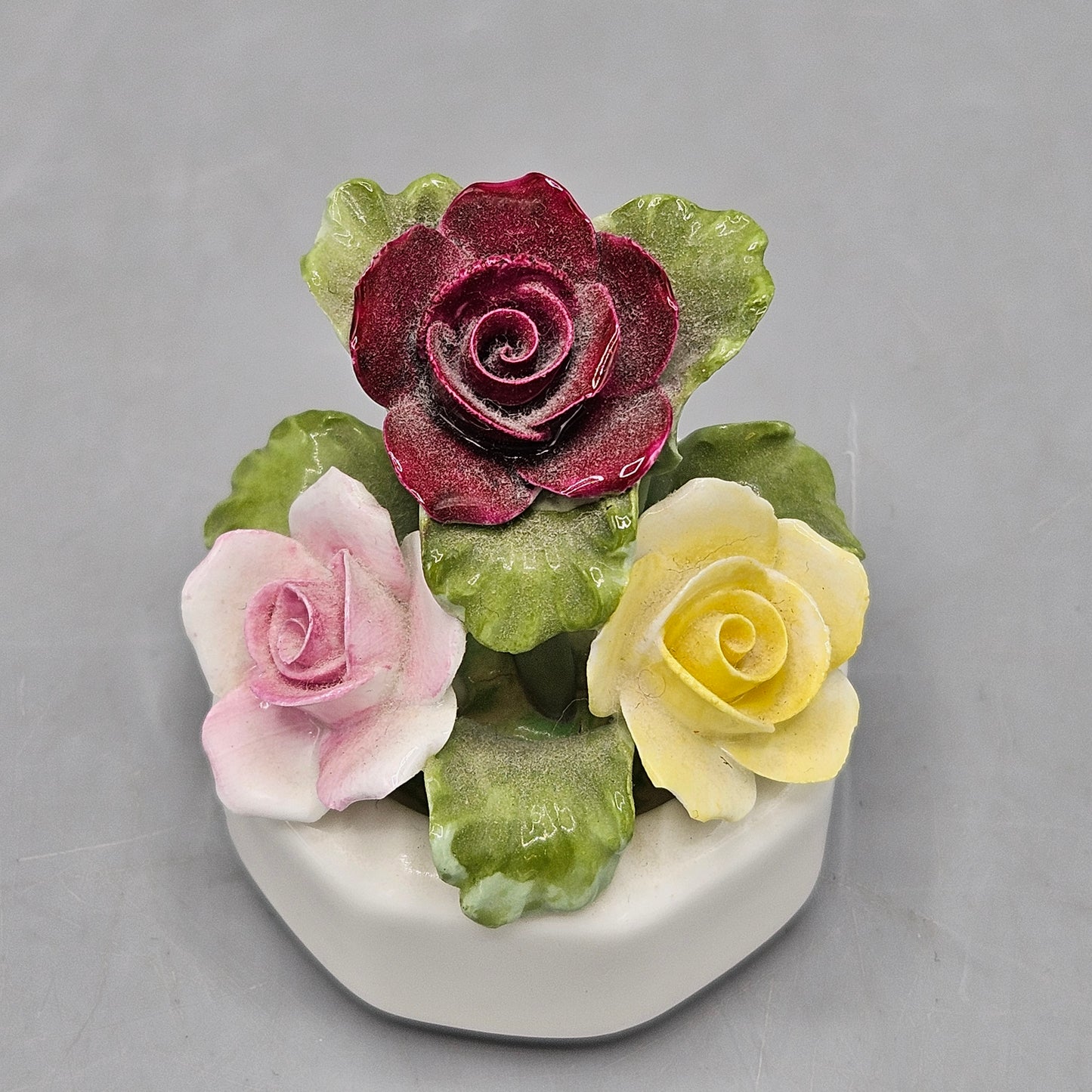 Aynsley Bone China Flowers in Octagonal Dish