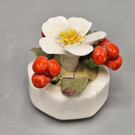 Aynsley Bone China Flowers in Octagonal Dish