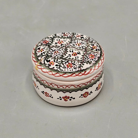 Small Round Hand-Painted Mexican Pottery Box