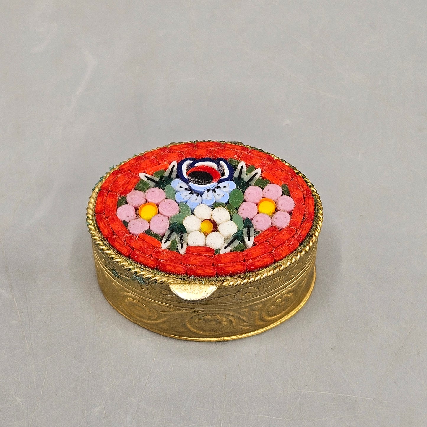 Vintage Micro Mosaic Oval Pill Box