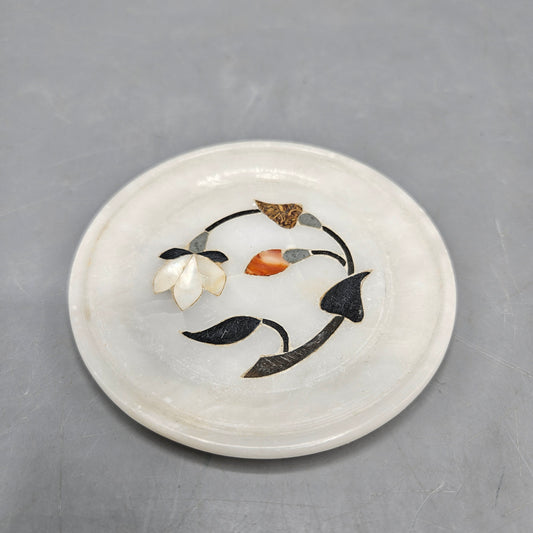 Small Vintage Pietra Dura Alabaster Tray