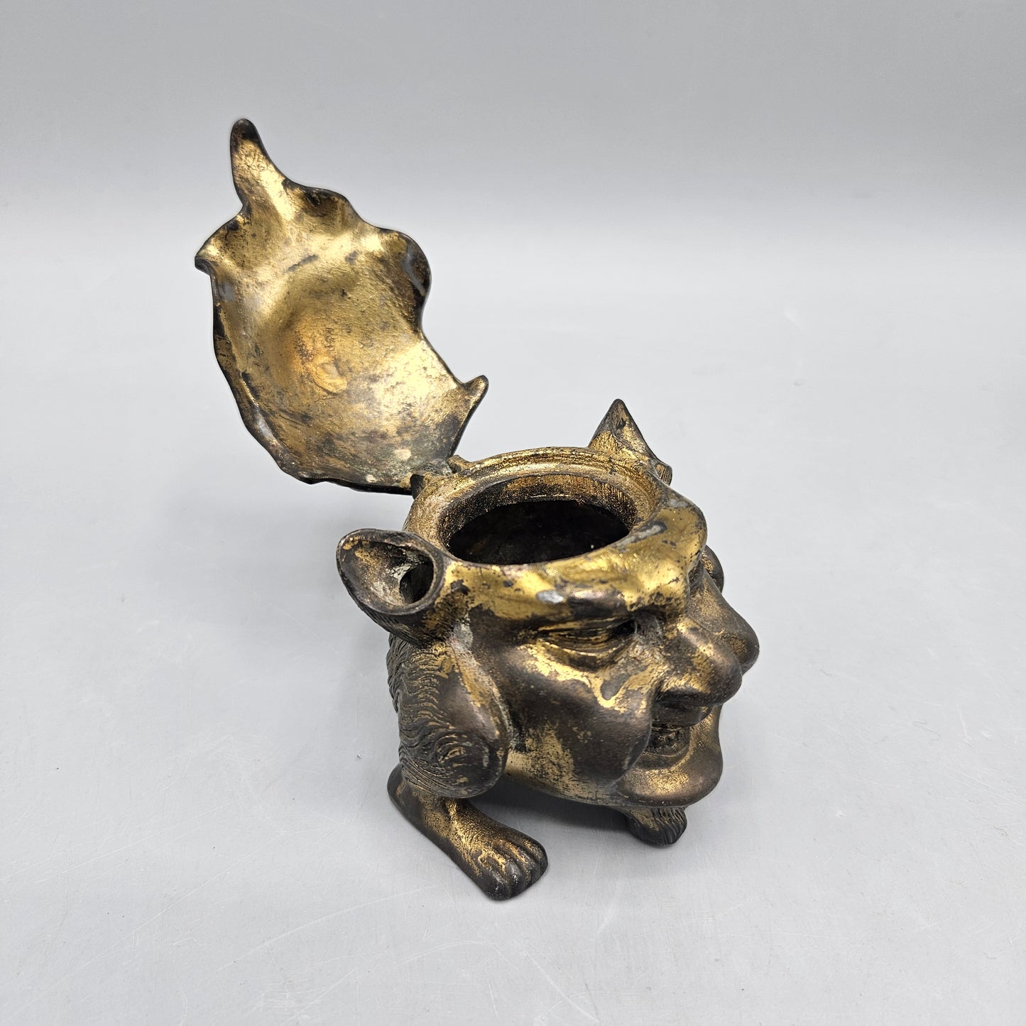 Antique German Grotesque Devil or Imp Inkwell