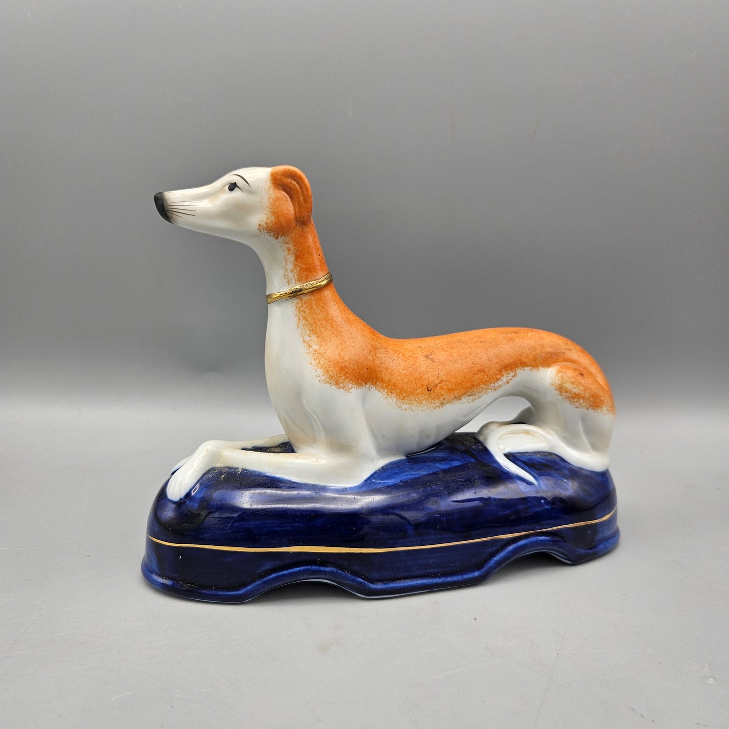 Staffordshire Style Ceramic Reclining Greyhound Mantle Figure