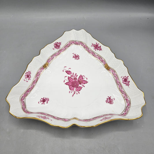 Vintage Herend Chinese Bouquet Raspberry Triangle Dish