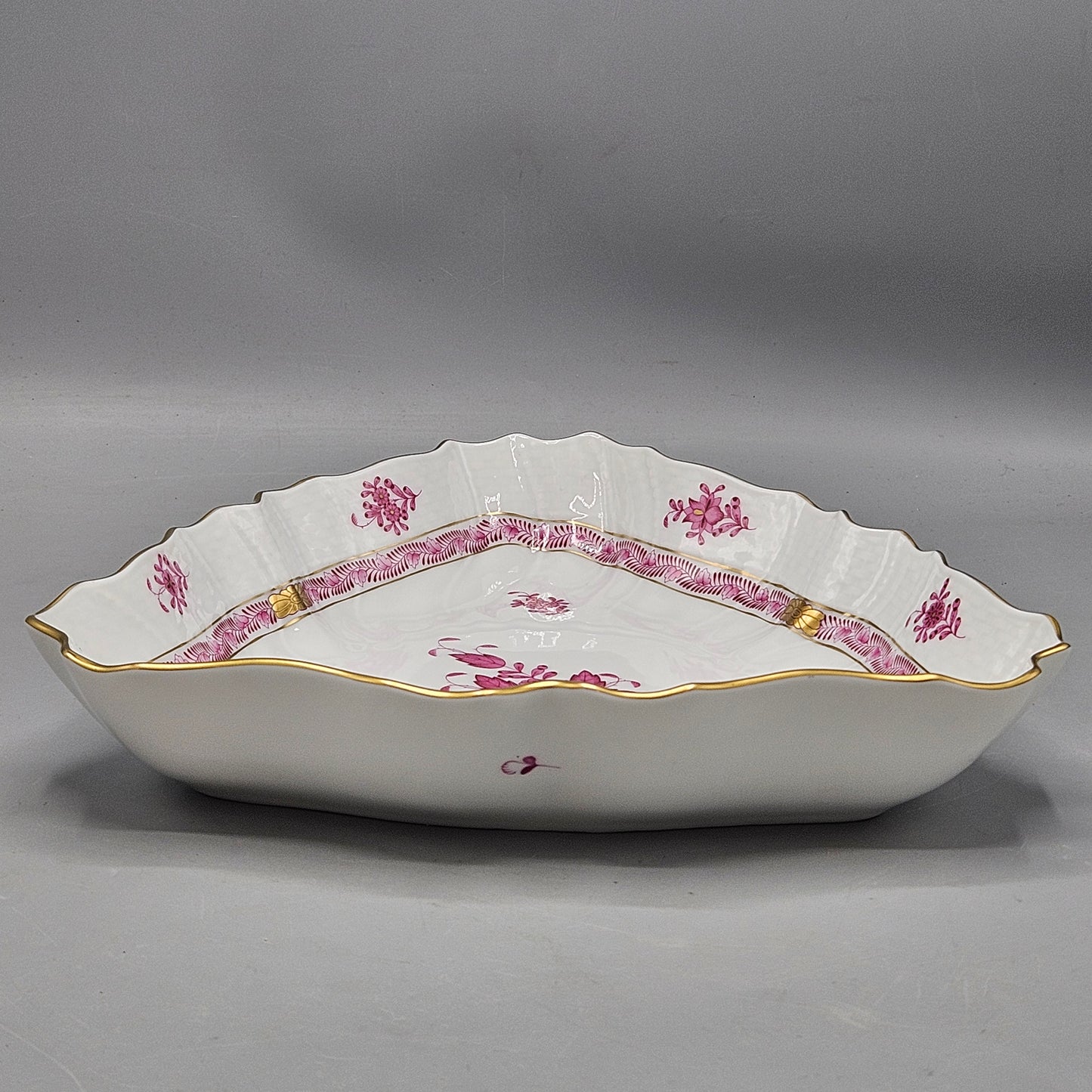 Vintage Herend Chinese Bouquet Raspberry Triangle Dish