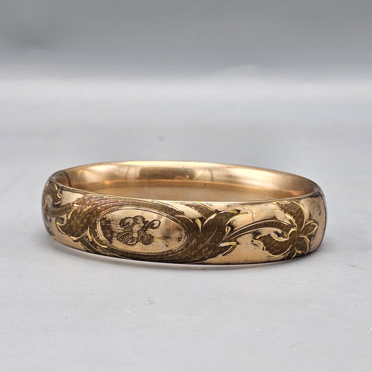 Vintage Monogrammed Gold-Filled Bangle Bracelet