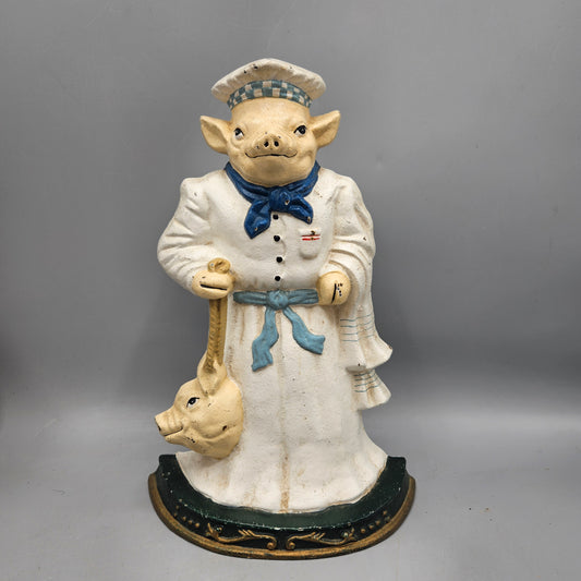 Cast Iron Chef Pig Doorstop