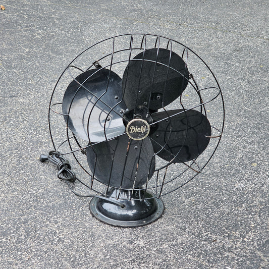 Large Vintage 1930s Oscillating Table Fan from Diehl