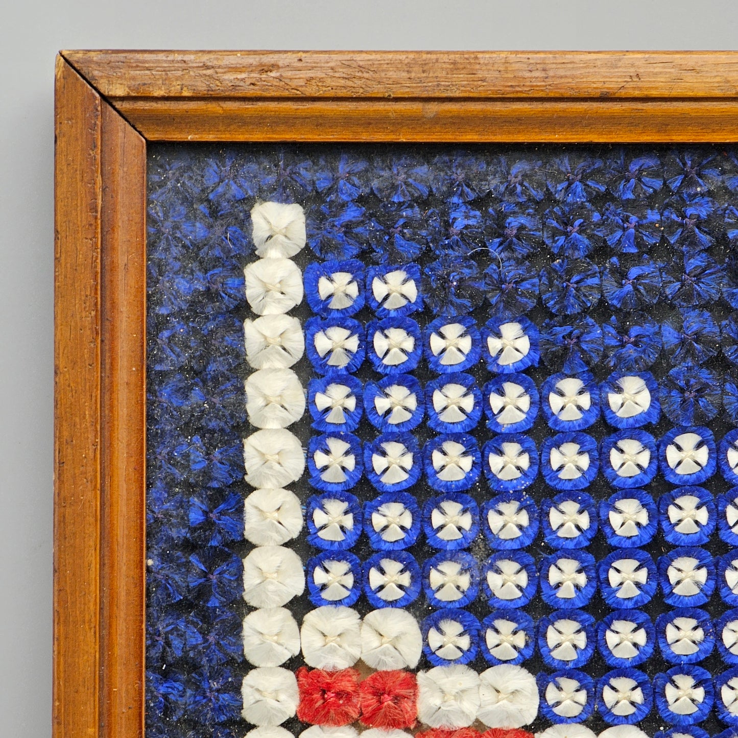 Framed Folk US Flag with Service Banner Pom-Poms