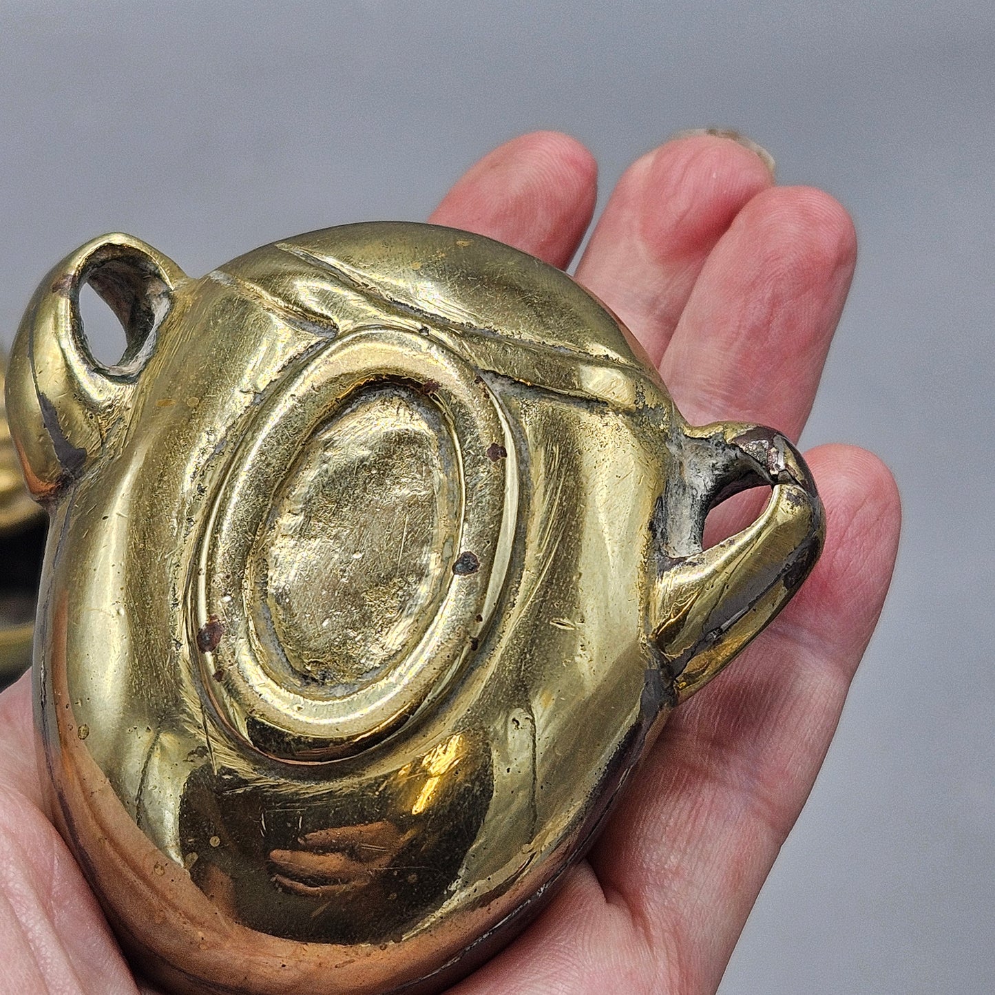 Pair Vintage Brass Devils Head Ashtrays