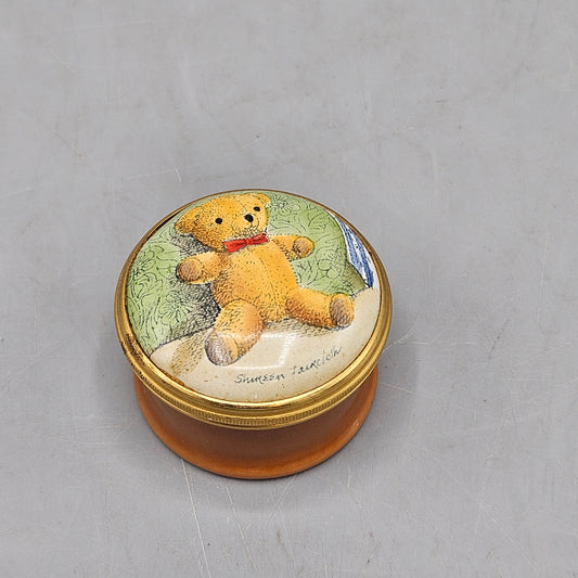 Bilston and Battersea Enamels Halcyon Days Shireen Faircloth Teddy Bear Box