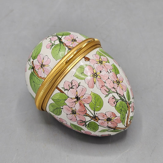 Halcyon Days Enamel Egg Box with Flowers