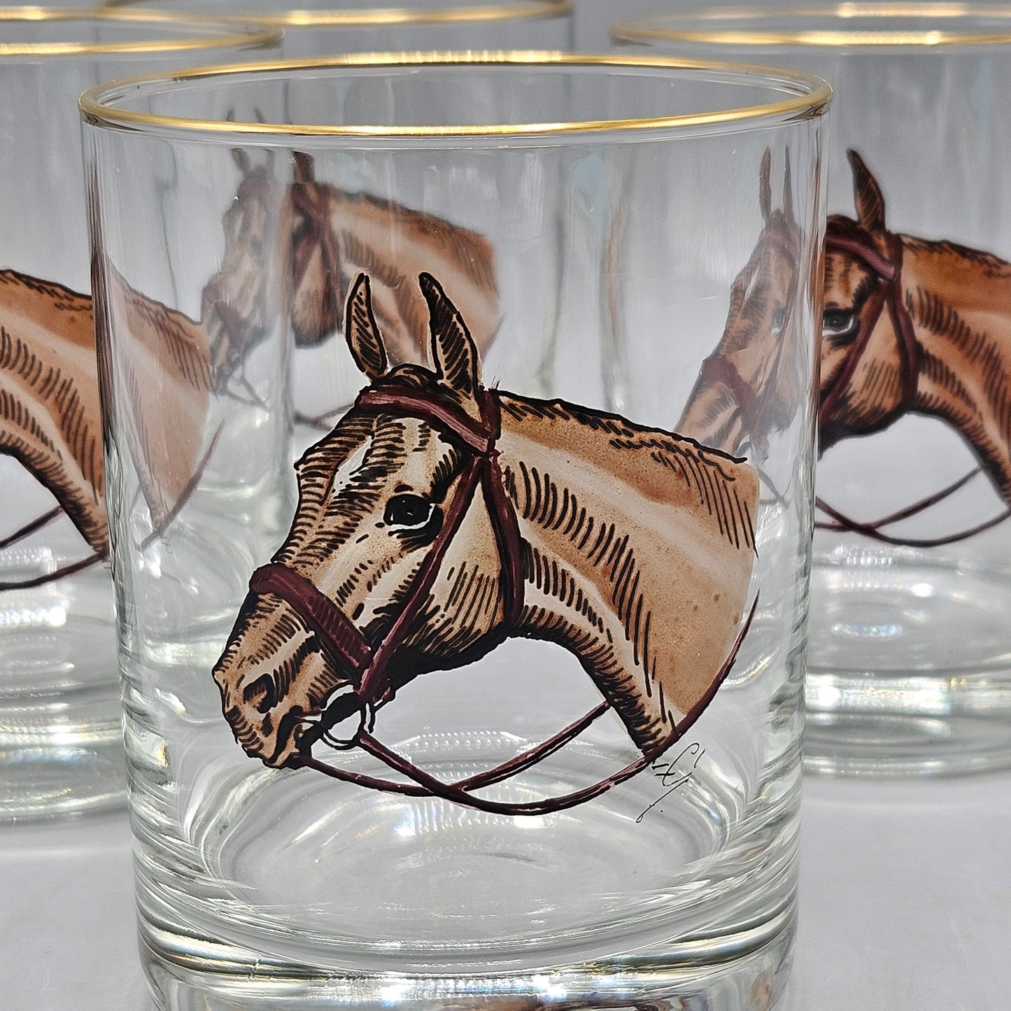 Horse Head Old Fashioned Glasses - Set of Six