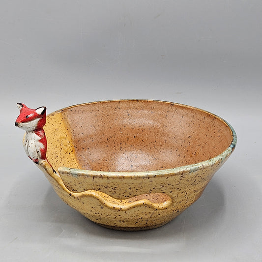 Studio Pottery Bowl with Fox