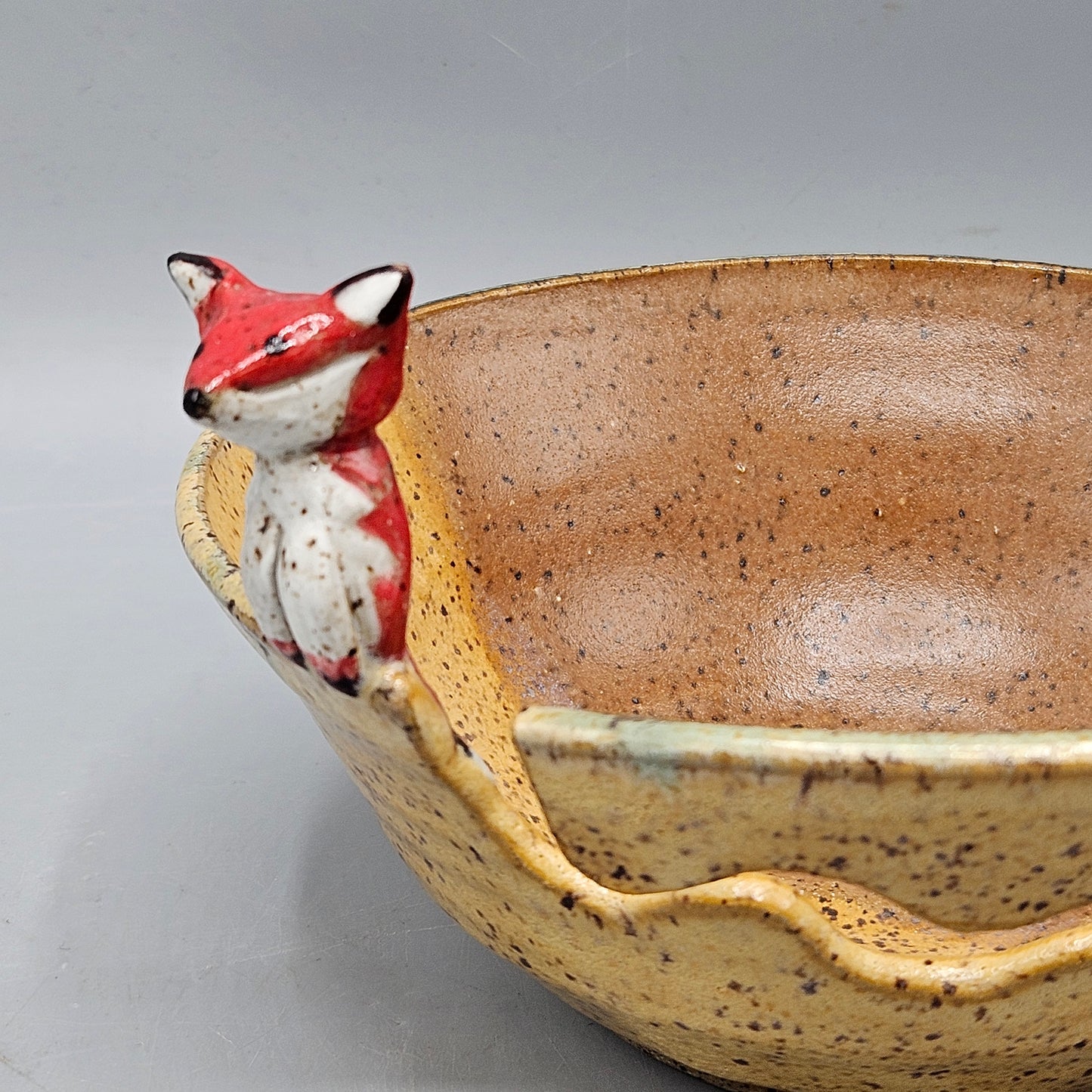 Studio Pottery Bowl with Fox