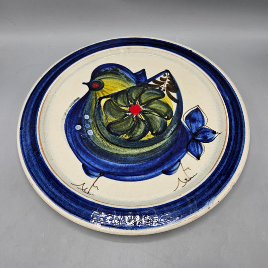 Vintage Hand Painted Ceramic Plate with Bird