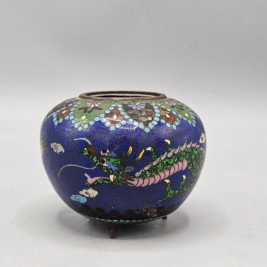 Vintage Chinese Cloisonné Jar with Dragon