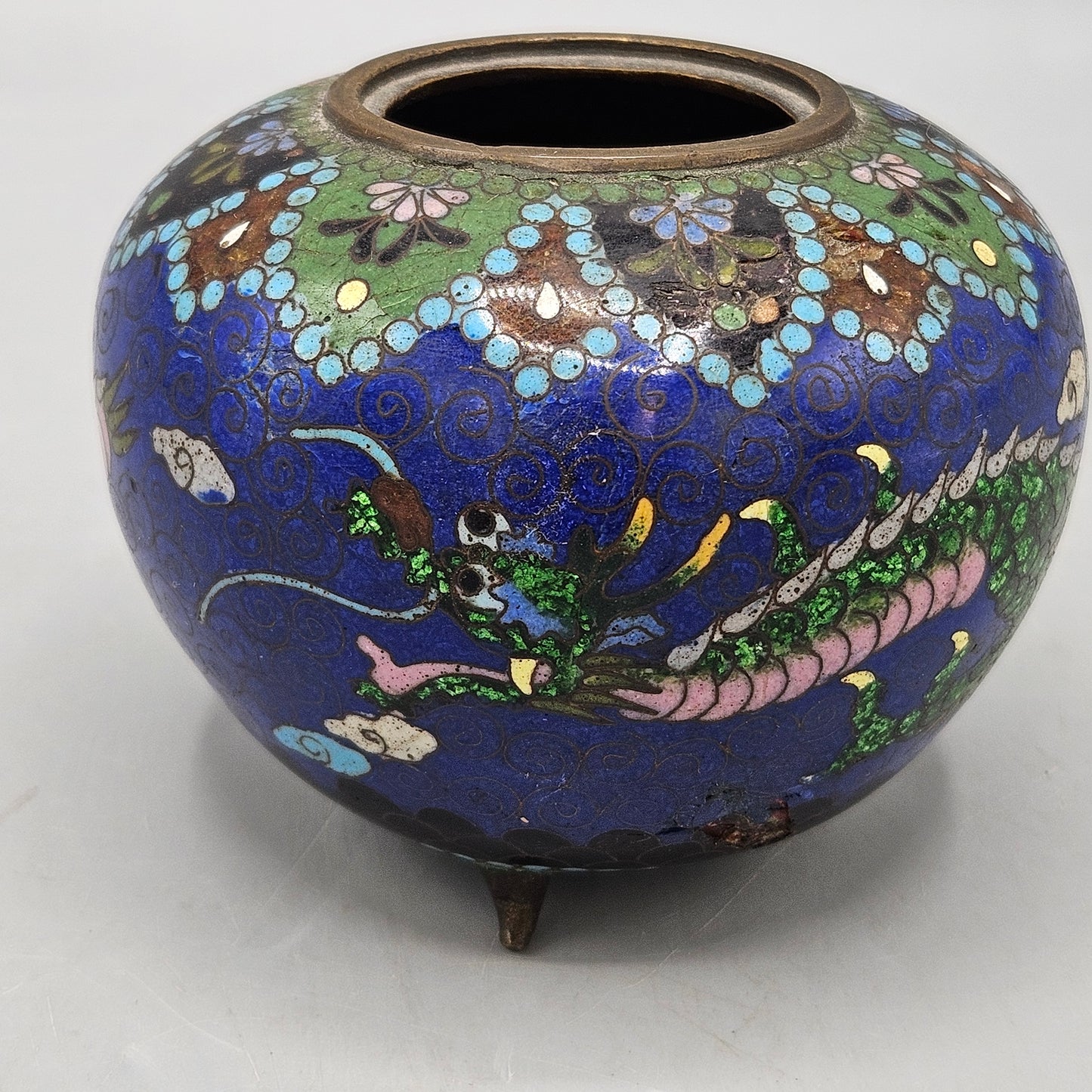 Vintage Chinese Cloisonné Jar with Dragon