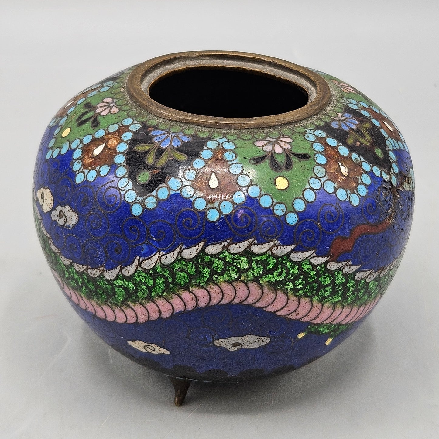 Vintage Chinese Cloisonné Jar with Dragon