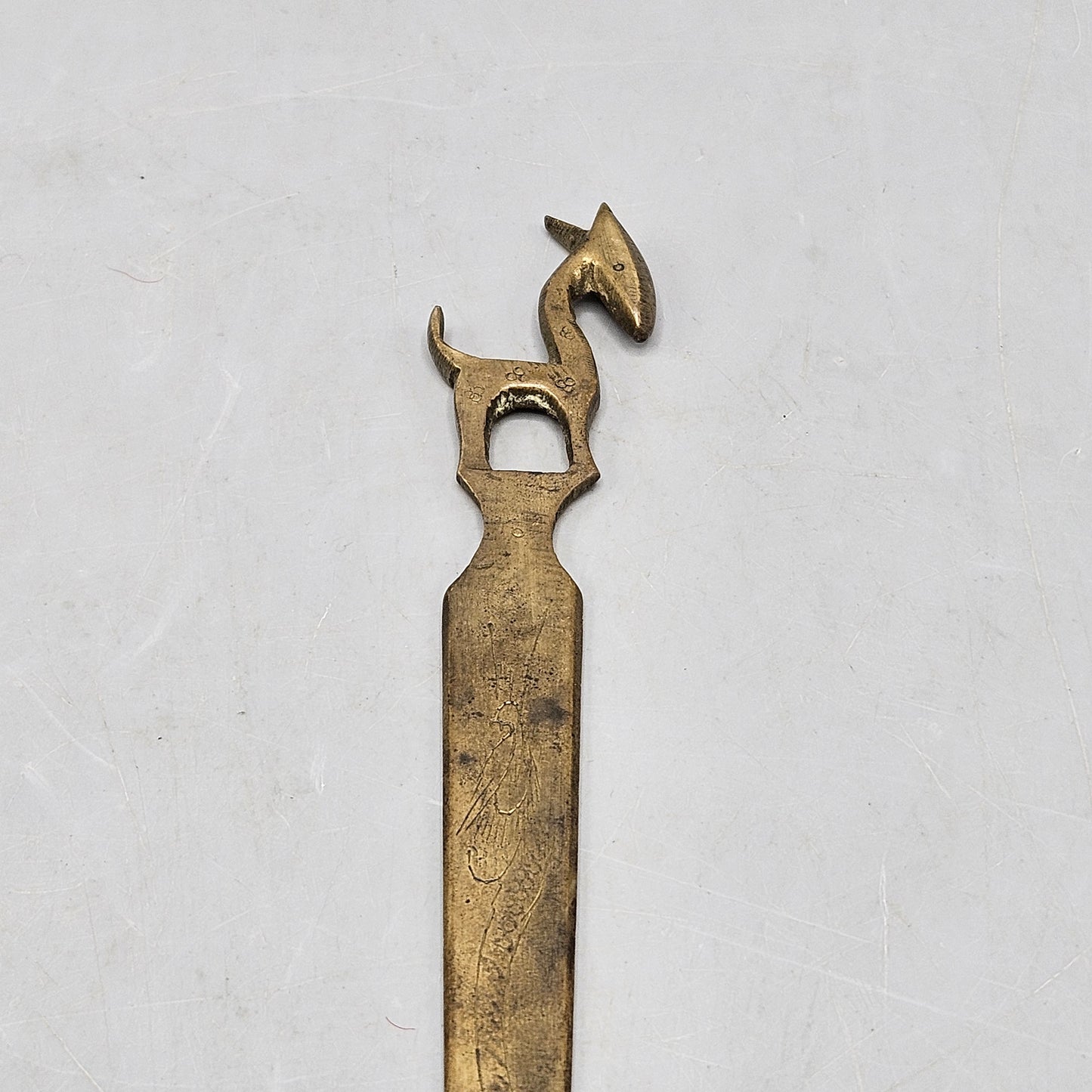 Vintage Chinese Brass Letter Opener with Animal