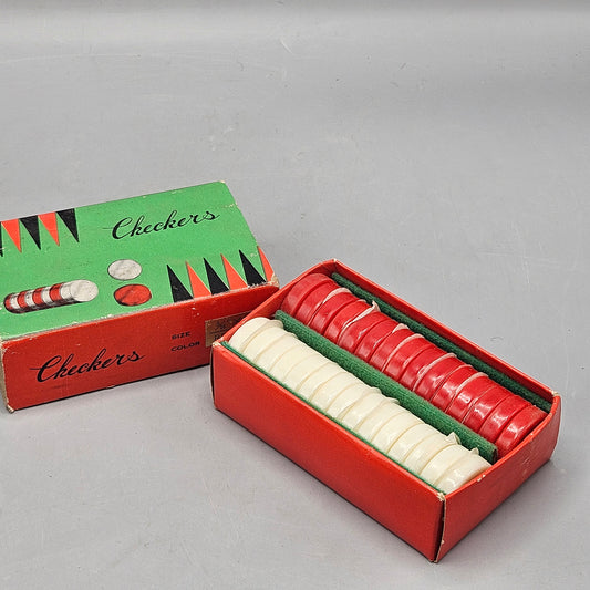 Vintage Bakelite Backgammon Checkers - Red & White