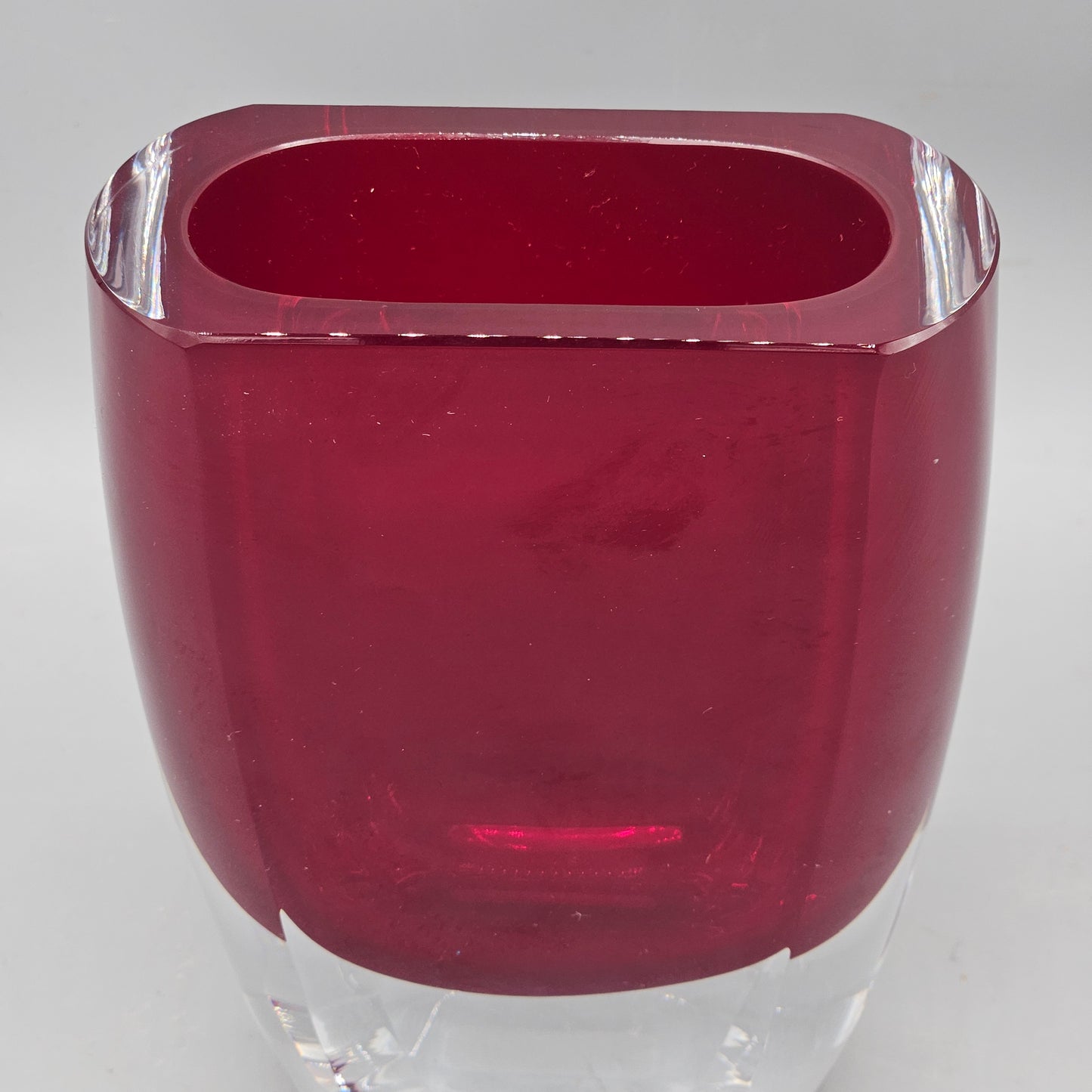 Block Angelica Ruby Cased Glass Vase