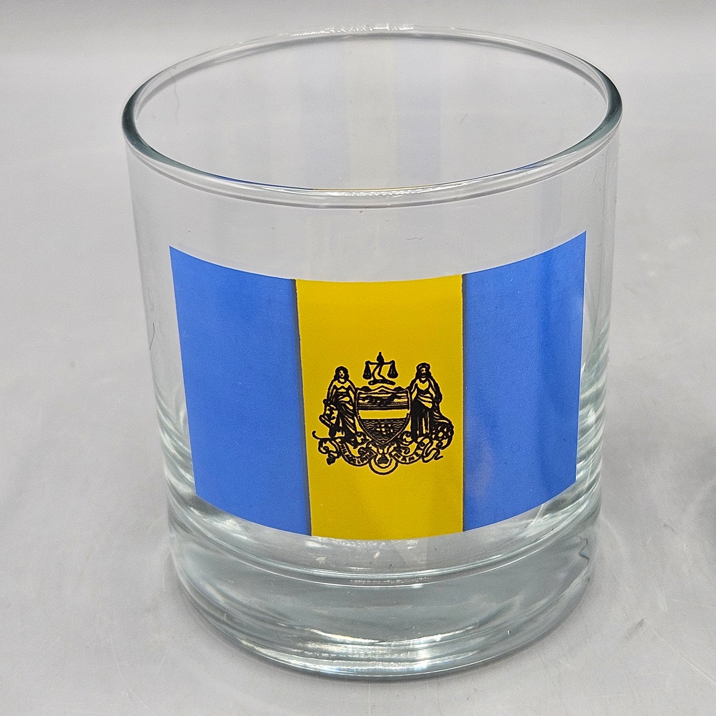 Pair Philadelphia Flag Old Fashioned Tumblers