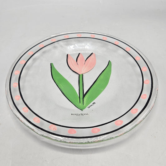 Ulrica Hydman-Vallien for Kosta Boda Pink Tulip Plate