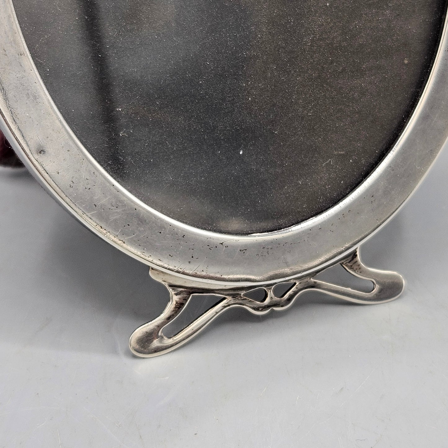 Vintage Sterling Silver Oval Picture Frame with Ball Feet