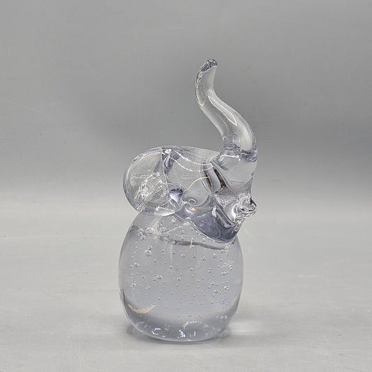 Art Glass Controlled Bubble Elephant Paperweight