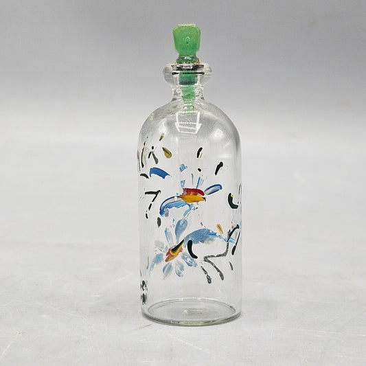 Blown Glass Perfume Bottle with Cold Painted Decoration