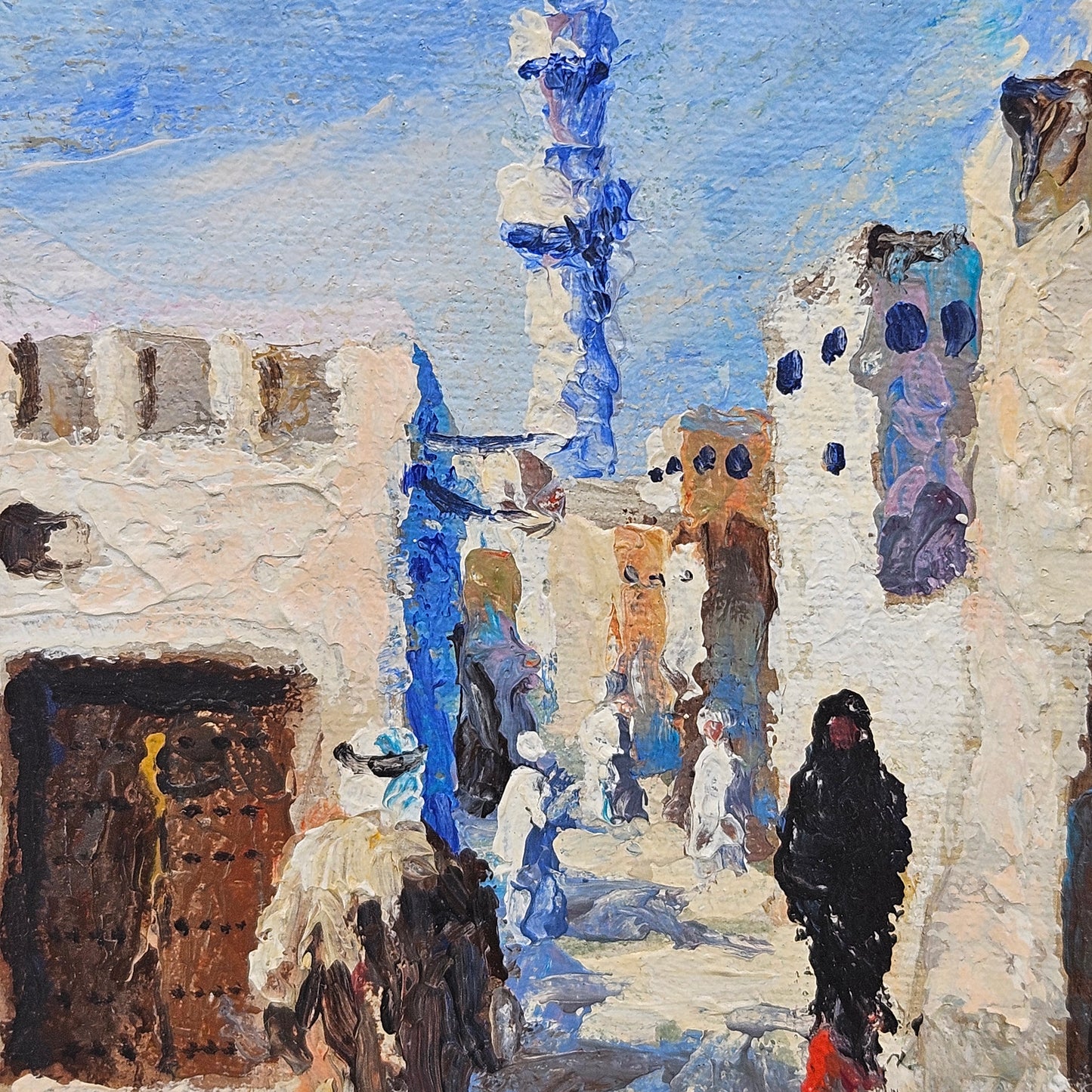 Ramzi Kayello Oil on Board Painting - Cityscape with Minaret