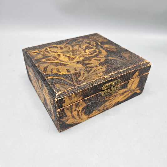 Pyrography Decorated Wooden Box