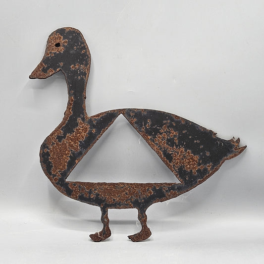 Folk Art Sheet Metal Duck with Triangle Cutout