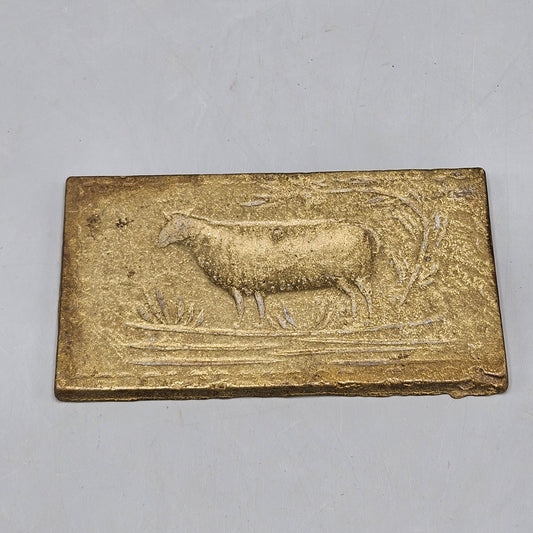 Brass Folk Art Butter Mold Whale Paperweight