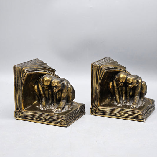 Pair Jennings Brothers Monkey Bookends