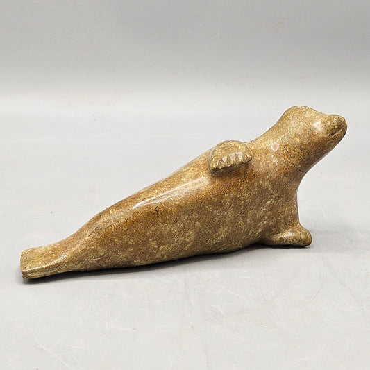 Signed Inuit Soapstone Seal Carving