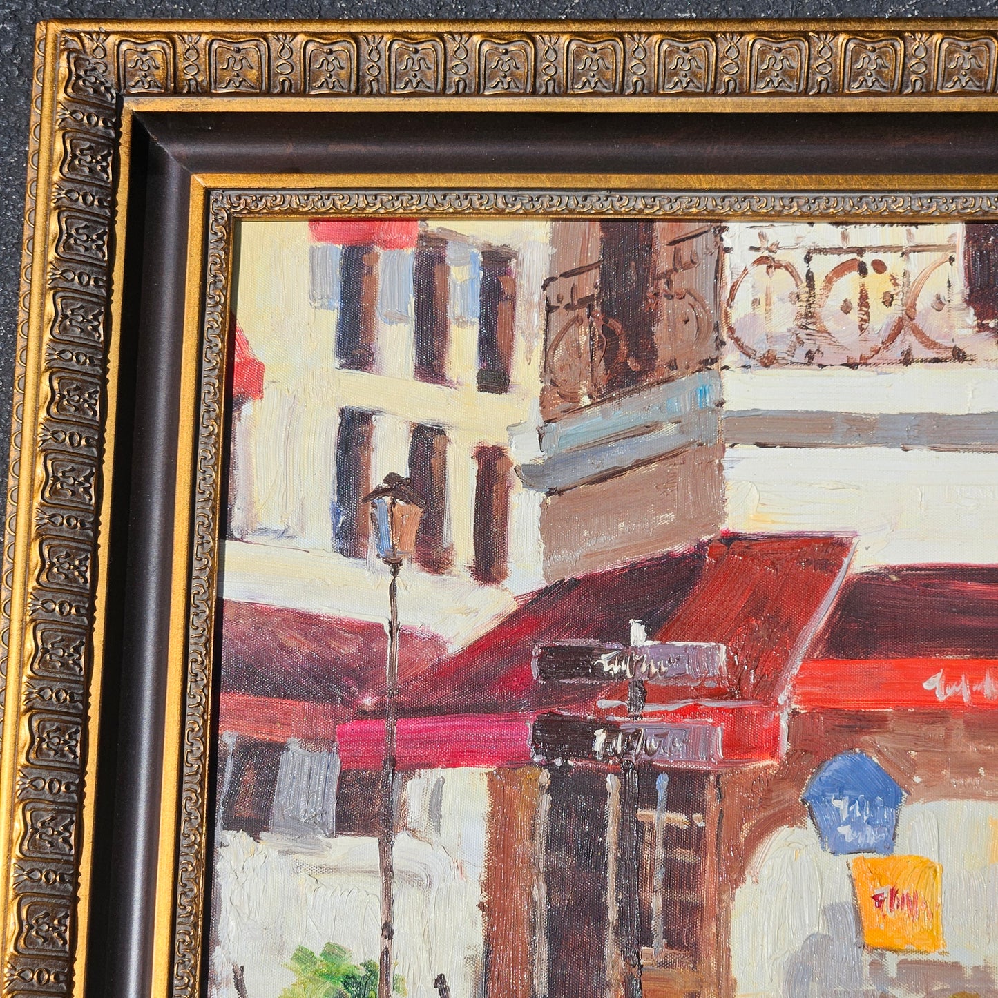 Signed French Painting of an Outdoor Bistro