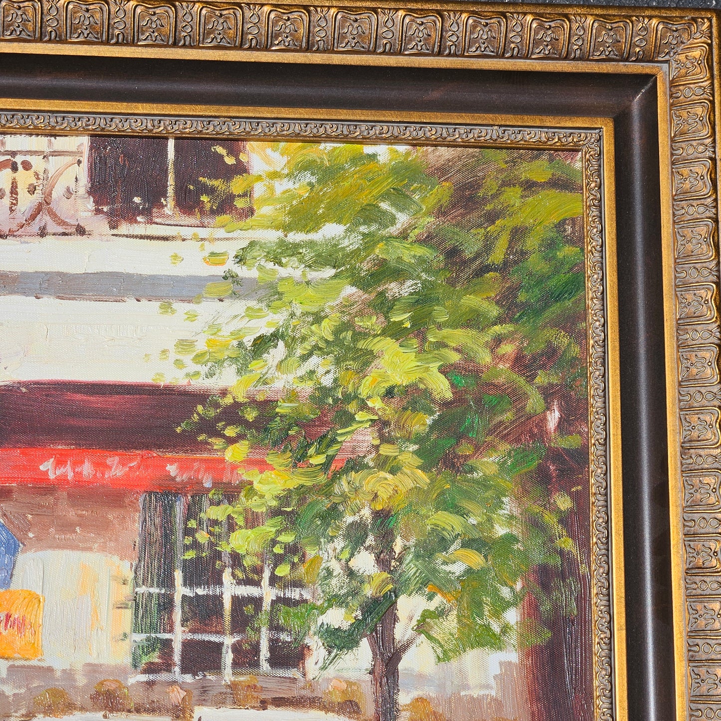 Signed French Painting of an Outdoor Bistro