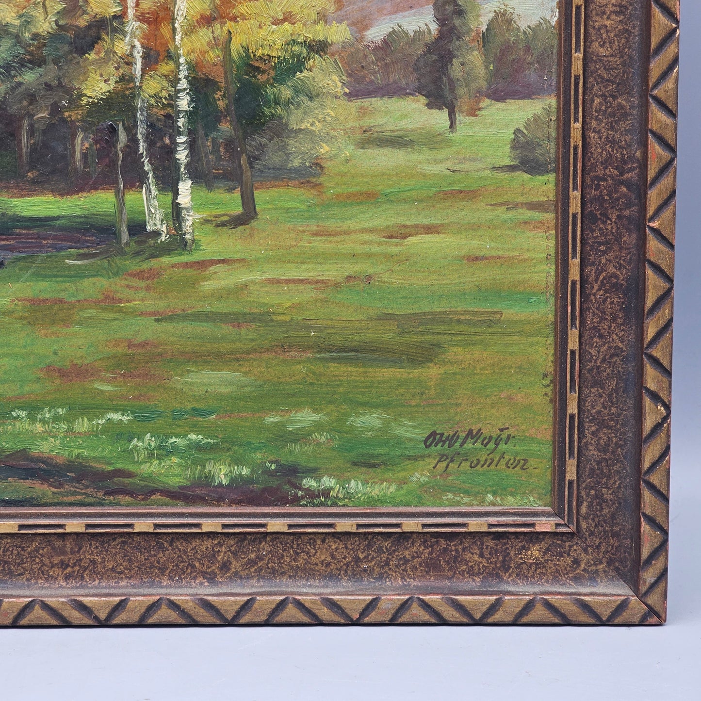 Vintage Original Landscape Painting with Trees